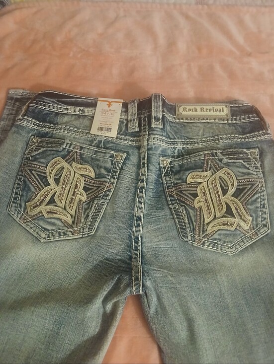 Rock Revival Denim - Rock Revival Women’s Light Blue Embroidered Back Pocket Boot Cut Jeans